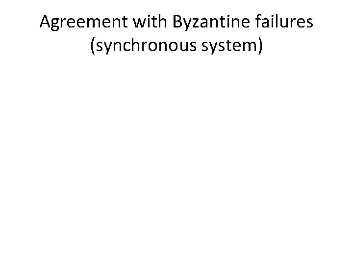 Agreement with Byzantine failures (synchronous system) 