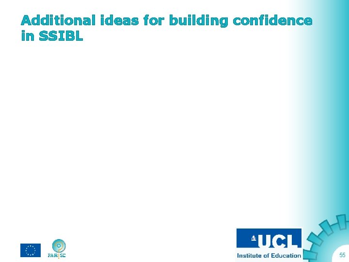 Additional ideas for building confidence in SSIBL 55 