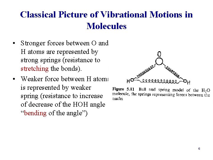 Classical Picture of Vibrational Motions in Molecules • Stronger forces between O and H
