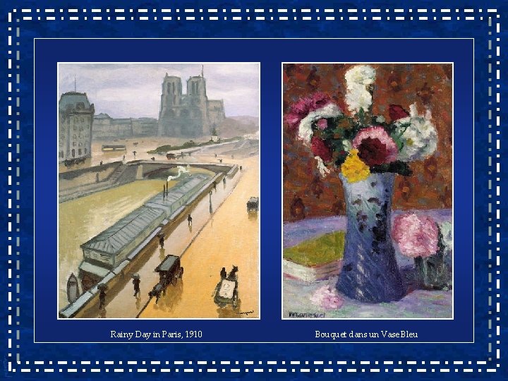 Rainy Day in Paris, 1910 Bouquet dans un Vase Bleu 