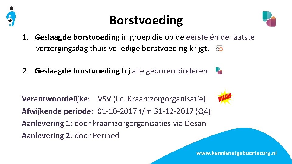 Borstvoeding 1. Geslaagde borstvoeding in groep die op de eerste én de laatste verzorgingsdag