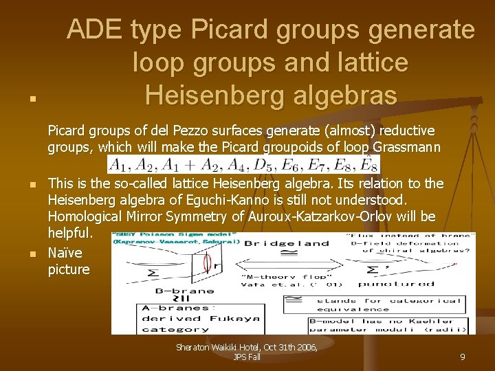 n ADE type Picard groups generate loop groups and lattice Heisenberg algebras Picard groups