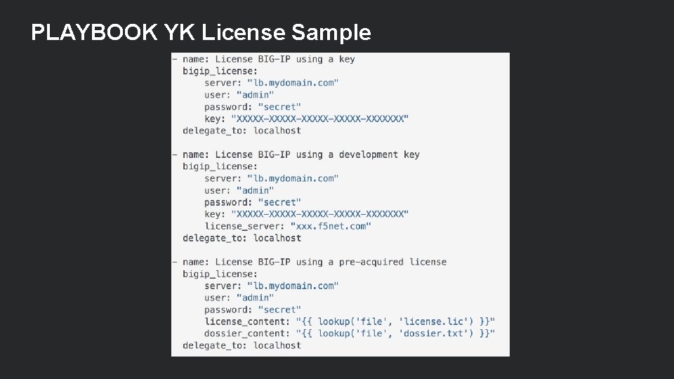 PLAYBOOK YK License Sample 