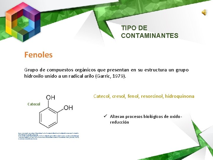 TIPO DE CONTAMINANTES Fenoles Grupo de compuestos orgánicos que presentan en su estructura un TIPO DE CONTAMINANTES Fenoles Grupo de compuestos orgánicos que presentan en su estructura un