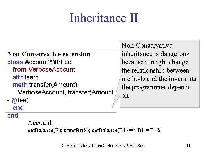 Inheritance II Non-Conservative extension class Account. With. Fee from Verbose. Account attr fee: 5