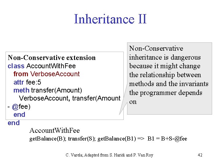 Inheritance II Non-Conservative extension class Account. With. Fee from Verbose. Account attr fee: 5