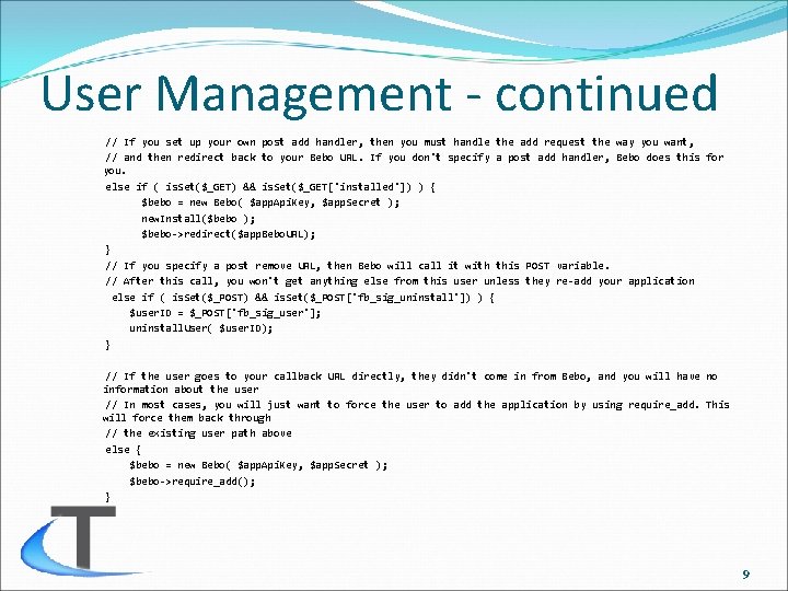 User Management - continued // If you set up your own post add handler,
