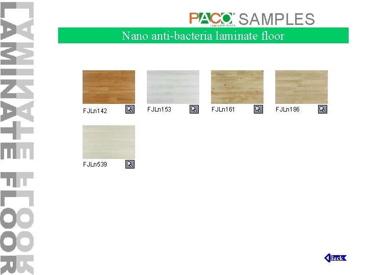 SAMPLES Nano anti-bacteria laminate floor FJLn 142 FJLn 539 FJLn 153 FJLn 161 FJLn