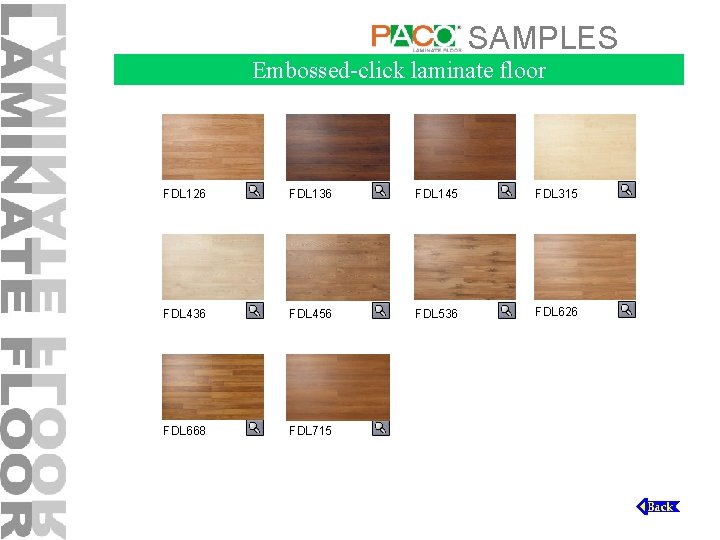 SAMPLES Embossed-click laminate floor FDL 126 FDL 136 FDL 145 FDL 315 FDL 436