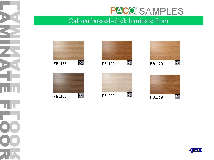 SAMPLES Oak-embossed-click laminate floor FBL 133 FBL 159 FBL 179 FBL 199 FBL 559