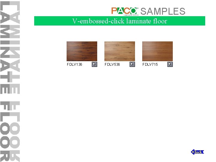 SAMPLES V-embossed-click laminate floor FDLV 136 FDLV 536 FDLV 715 