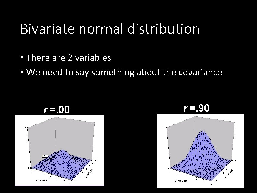 Bivariate normal distribution • There are 2 variables • We need to say something