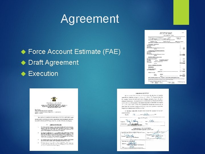 Agreement Force Account Estimate (FAE) Draft Agreement Execution 
