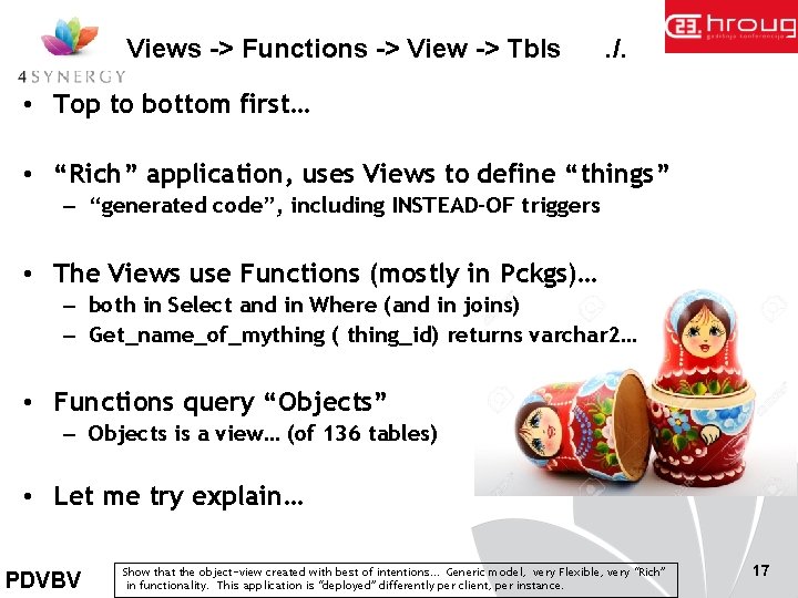 Views -> Functions -> View -> Tbls . /. • Top to bottom first…