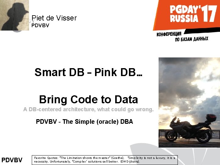 Piet de Visser PDVBV Smart DB – Pink DB… Bring Code to Data A