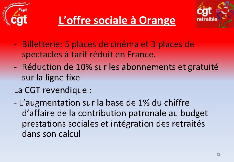 L’offre sociale à Orange - Billetterie: 5 places de cinéma et 3 places de