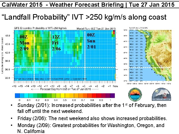 Cal. Water 2015 - Weather Forecast Briefing | Tue 27 Jan 2015 “Landfall Probability”