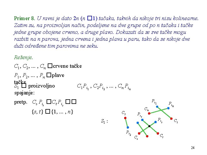 Primer 8. U ravni je dato 2 n (n � 1) tačaka, takvih da