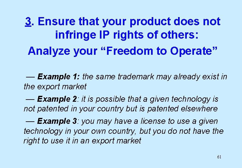 3. Ensure that your product does not infringe IP rights of others: Analyze your