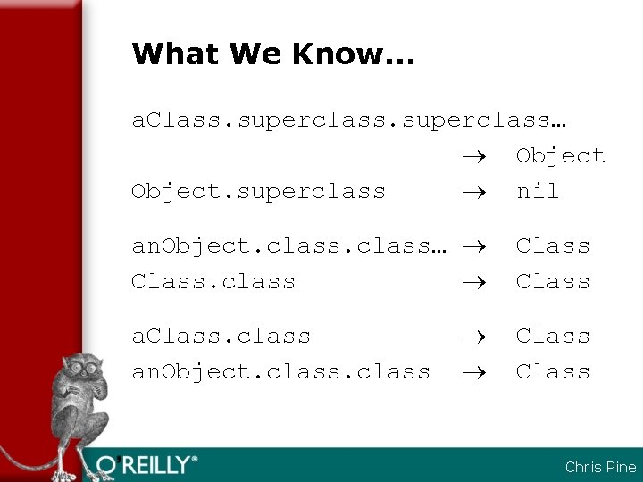 What We Know… a. Class. superclass… Object. superclass nil an. Object. class… Class. class