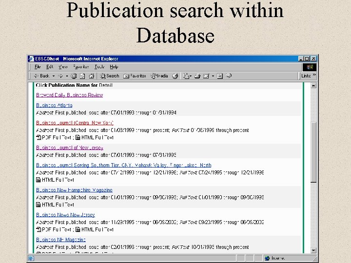 Publication search within Database 