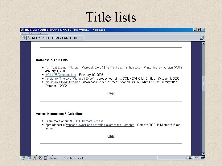 Title lists 