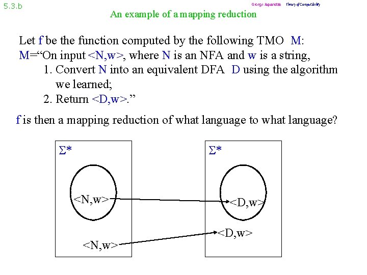 5. 3. b Giorgi Japaridze Theory of Computability An example of a mapping reduction