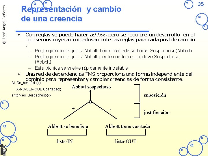 © José Angel Bañares 35 Representación y cambio de una creencia • • Con