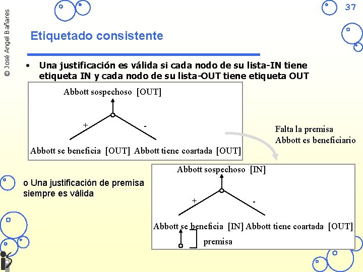 © José Angel Bañares 37 Etiquetado consistente • Una justificación es válida si cada