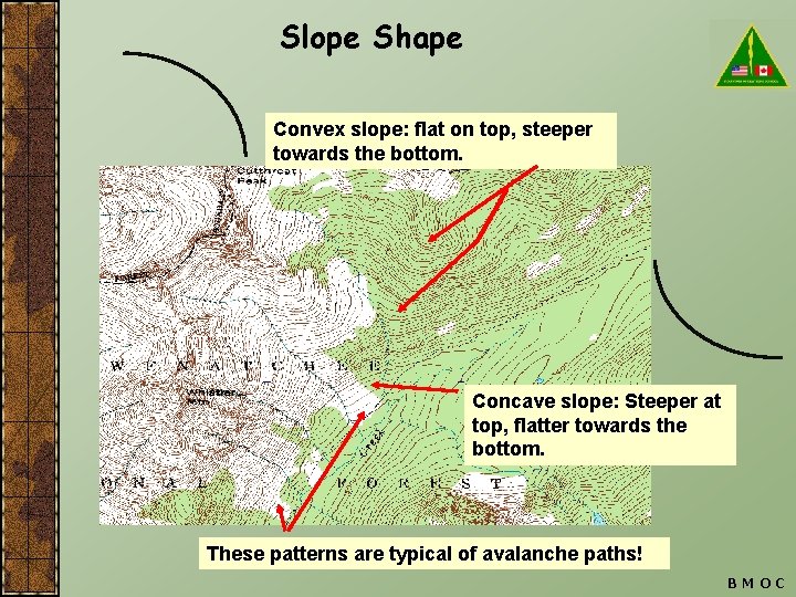 Slope Shape Convex slope: flat on top, steeper towards the bottom. Concave slope: Steeper