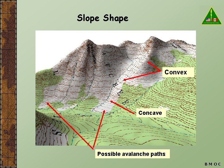 Slope Shape Convex Concave Possible avalanche paths BMOC 