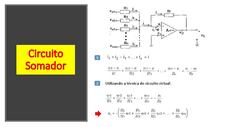 Circuito Somador 1 2 Utilizando a técnica do circuito virtual: 