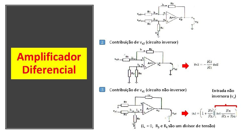 2 Contribuição de ve 2 (circuito inversor) 3 Contribuição de ve 1 (circuito não-inversor)