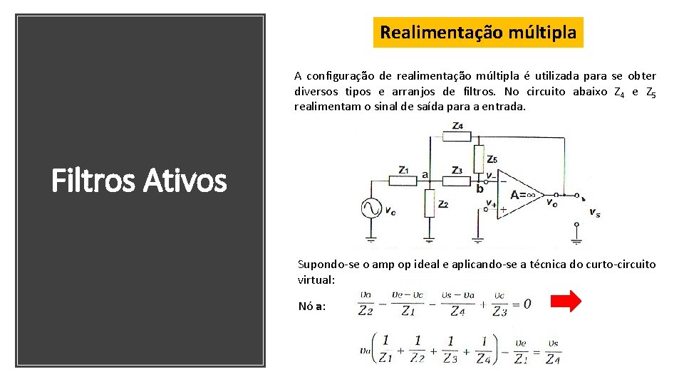 Realimentação múltipla A configuração de realimentação múltipla é utilizada para se obter diversos tipos