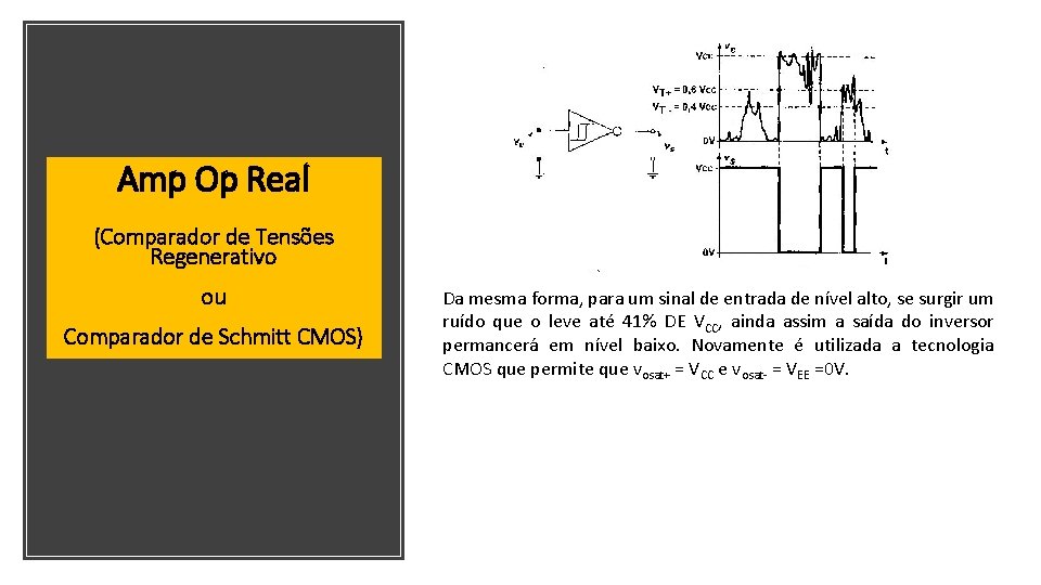 Amp Op Real (Comparador de Tensões Regenerativo ou Comparador de Schmitt CMOS) Da mesma