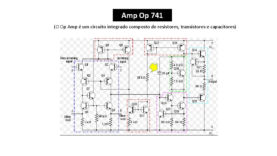 Amp Op 741 (O Op Amp é um circuito integrado composto de resistores, transistores