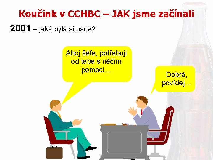 Koučink v CCHBC – JAK jsme začínali 2001 – jaká byla situace? Ahoj šéfe,