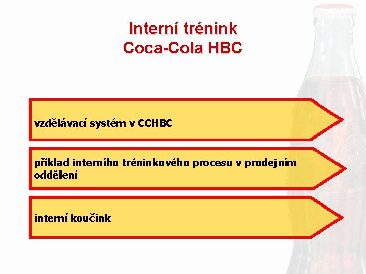 Interní trénink Coca-Cola HBC vzdělávací systém v CCHBC příklad interního tréninkového procesu v prodejním
