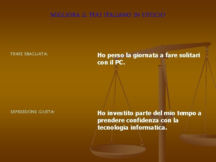 MIGLIORA IL TUO ITALIANO IN UFFICIO FRASE SBAGLIATA: Ho perso la giornata a fare