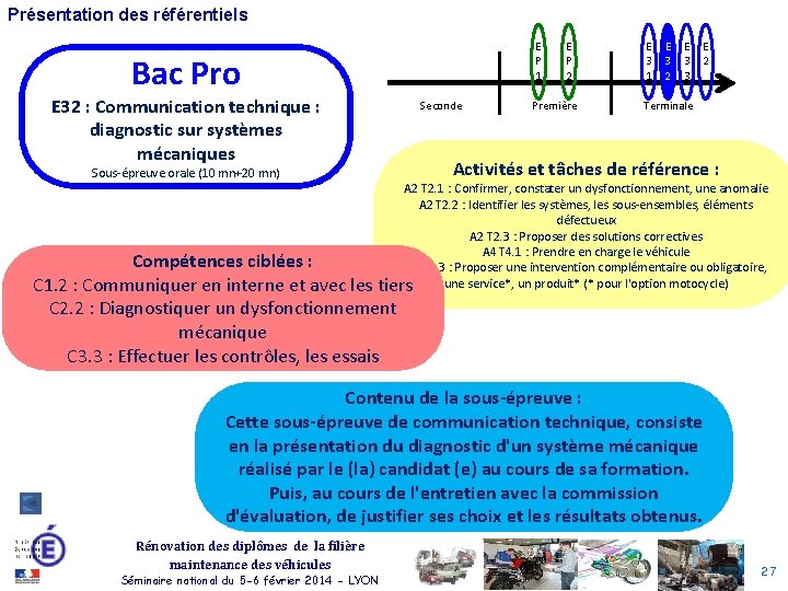 Présentation des référentiels E P 1 Bac Pro E 32 : Communication technique :