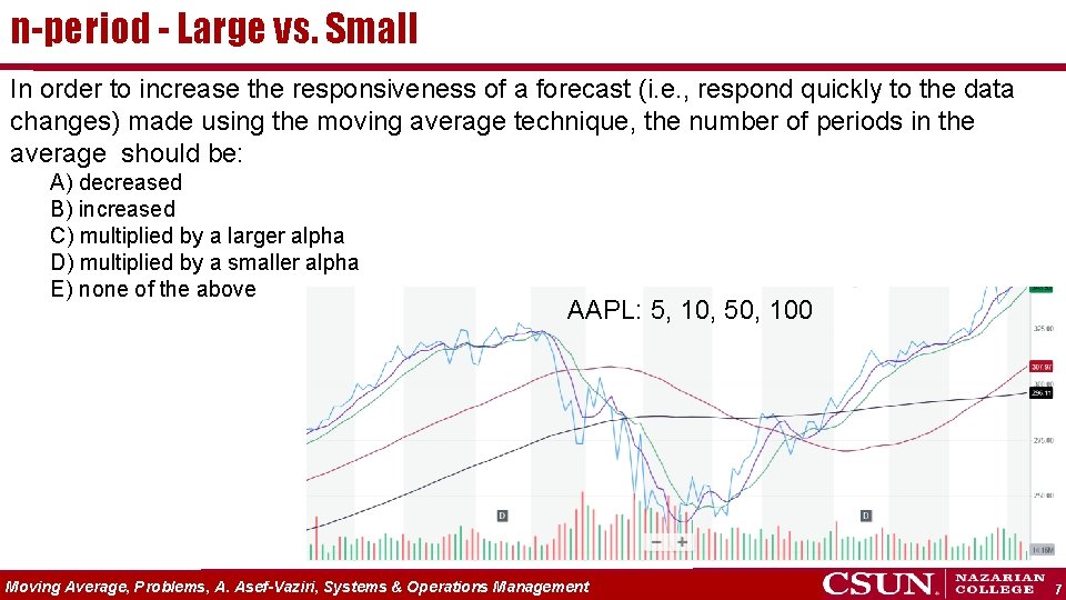 n-period - Large vs. Small In order to increase the responsiveness of a forecast
