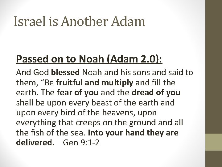 Israel is Another Adam Passed on to Noah (Adam 2. 0): And God blessed