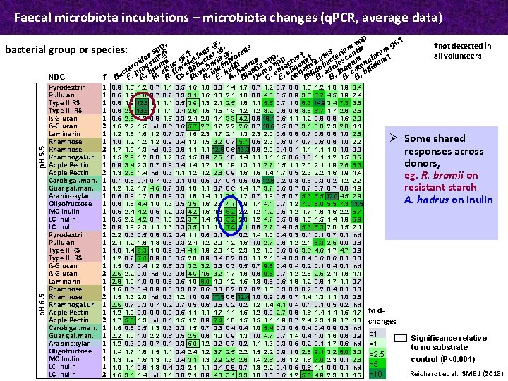 Faecal microbiota incubations – microbiota changes (q. PCR, average data) p. H 6. 5