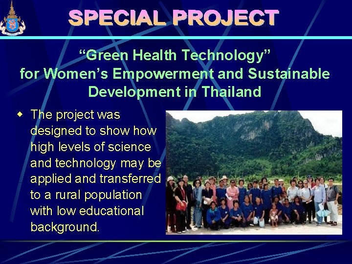 “Green Health Technology” for Women’s Empowerment and Sustainable Development in Thailand w The project