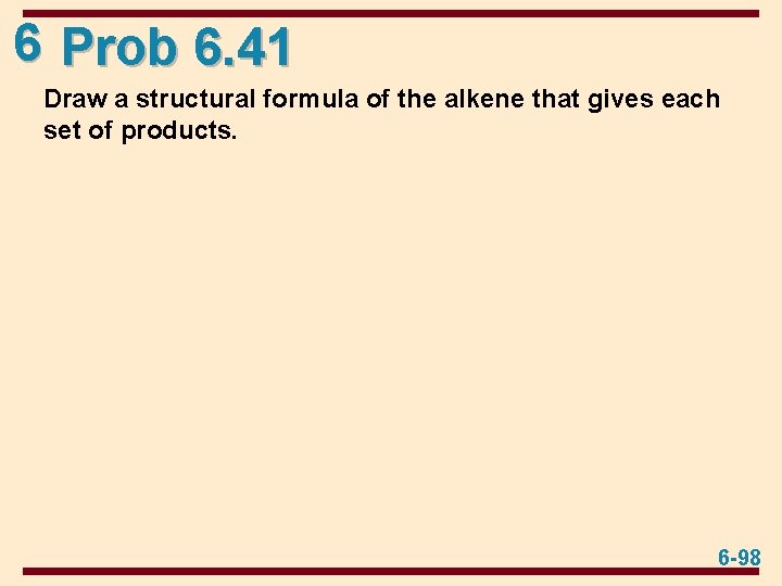 6 Prob 6. 41 Draw a structural formula of the alkene that gives each