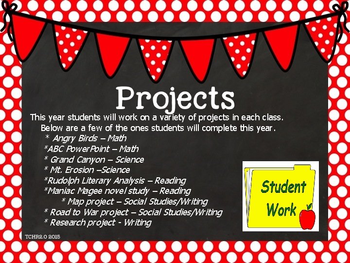 This year students will work on a variety of projects in each class. Below