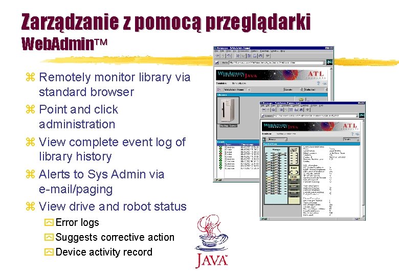 Zarządzanie z pomocą przeglądarki Web. Admin z Remotely monitor library via standard browser z