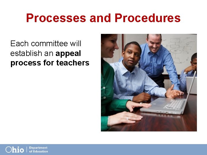 Processes and Procedures Each committee will establish an appeal process for teachers 