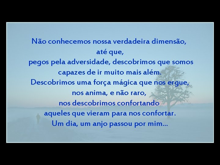 Não conhecemos nossa verdadeira dimensão, até que, pegos pela adversidade, descobrimos que somos capazes