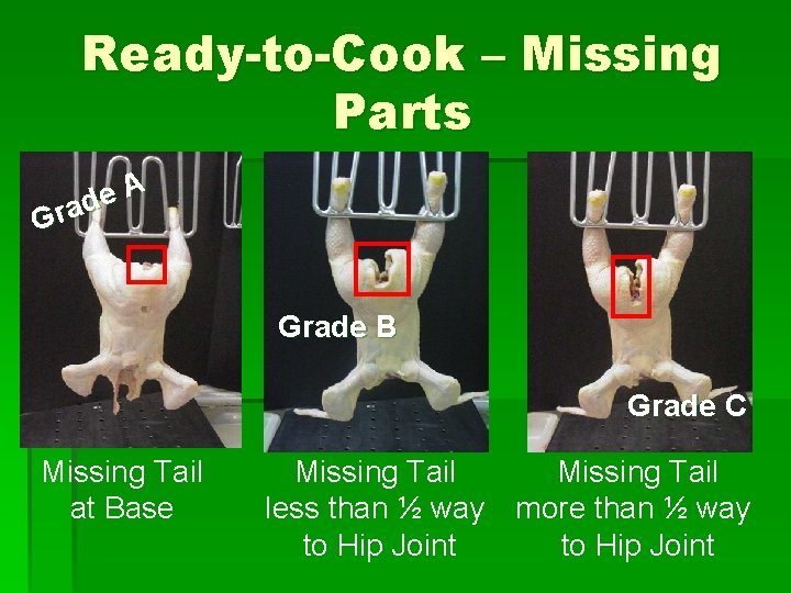 Ready-to-Cook – Missing Parts A e d Grade B Grade C Missing Tail at